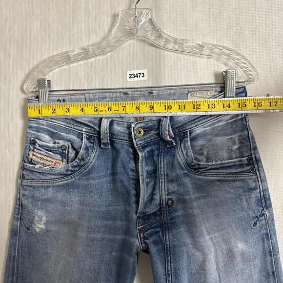 Diesel Men's Size 28x30 Blue Distressed Denim Y2K Straight Leg Jeans